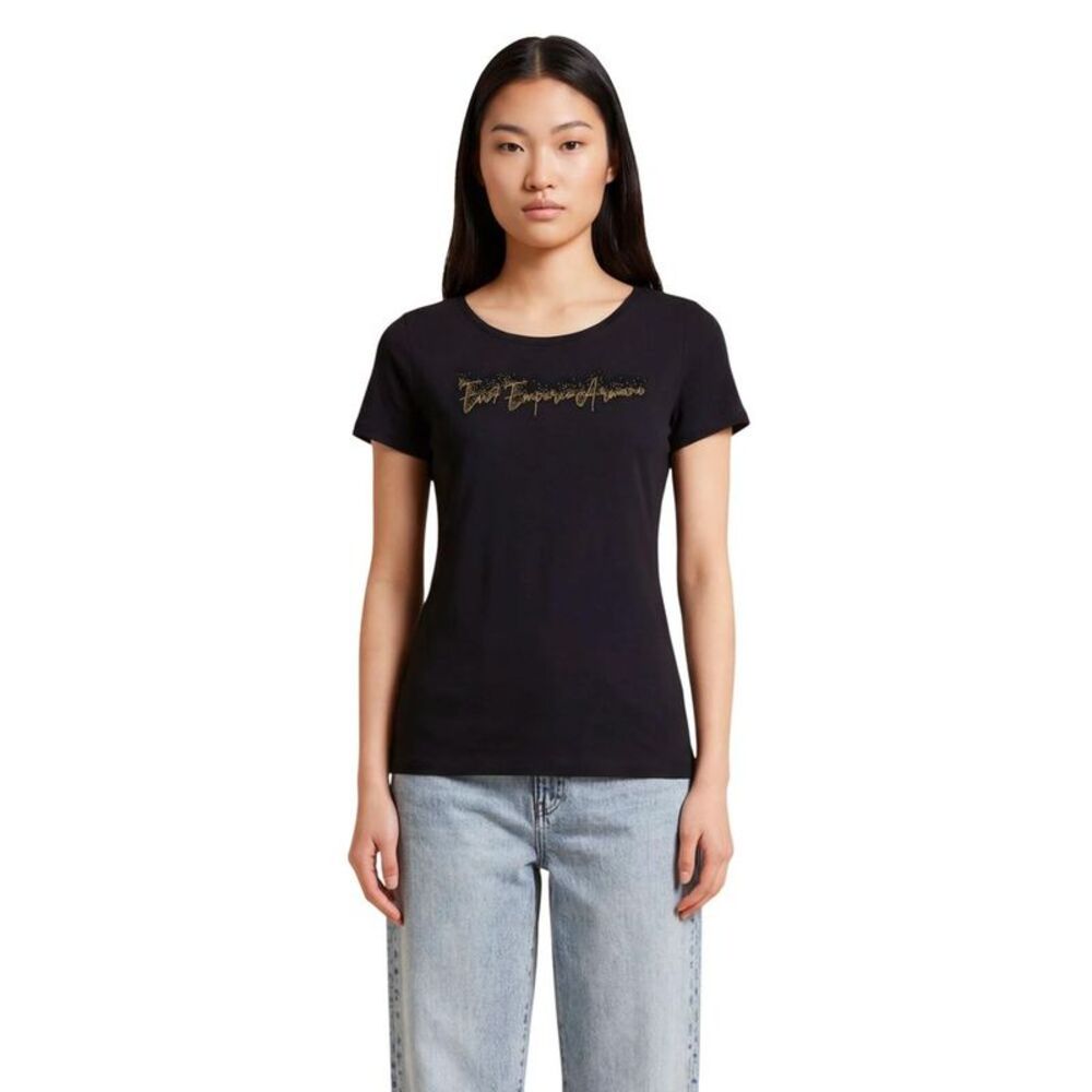 EA7 Emporio Armani Black Elastane Women's T-Shirt